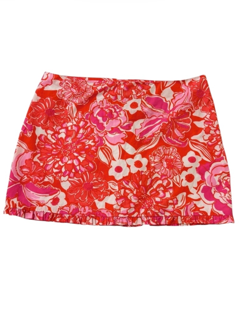 Lilly Pulitzer Callie Mini Skirt Size 10 Floral Ruffle Hem Cotton Preppy Coastal